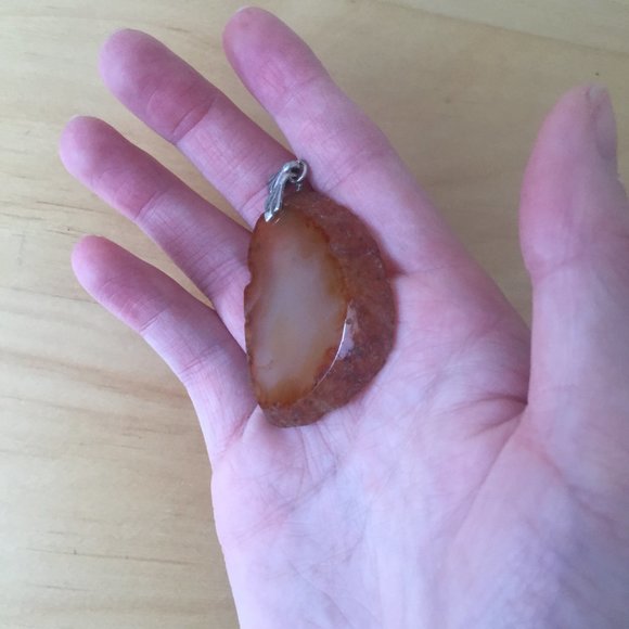 Orange Agate Rough Edge Pendant - Picture 4 of 4